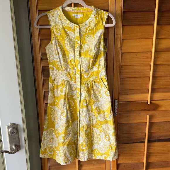 Boden Sunny Yellow Floral Midi Dress size 4P - Picture 1 of 5